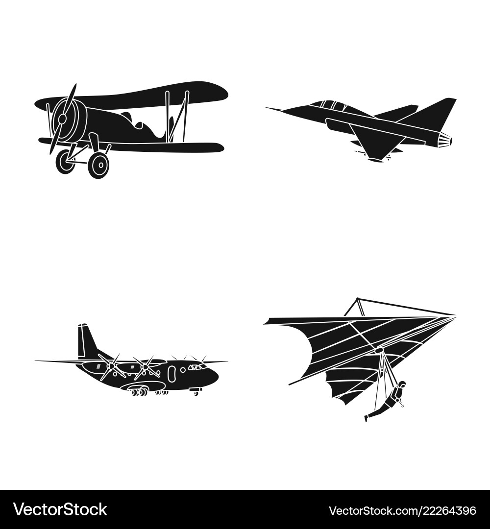 Isolated object of plane and transport symbol set Isolated object of plane and transport symbol set vector image