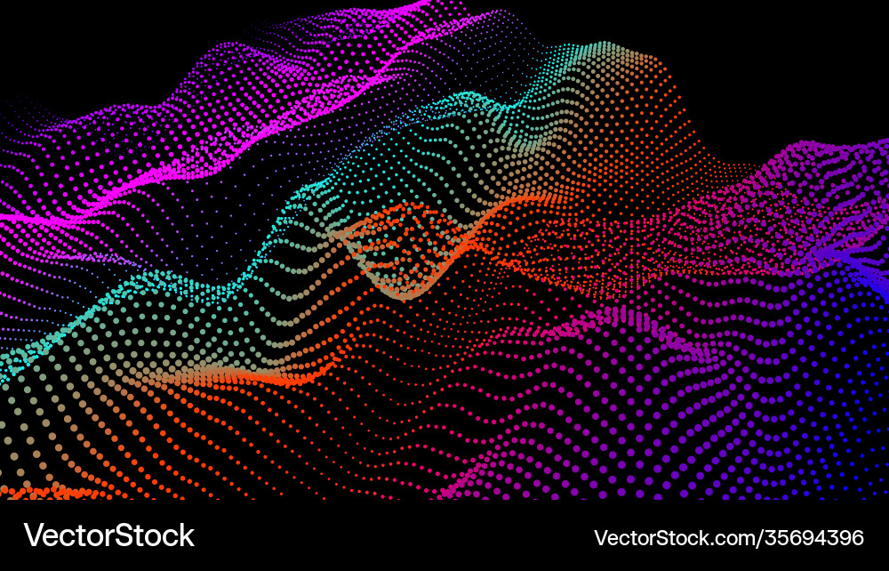 Sea waves from node hud data dots flow research Vector Image