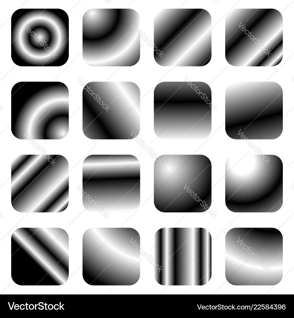 Set of 16 grayscale gradient templates - rounded Set of 16 grayscale gradient templates - rounded vector image