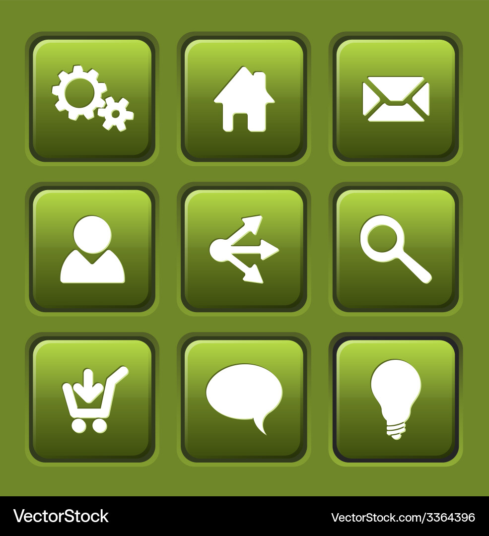 Set of green web square buttons Vector Image