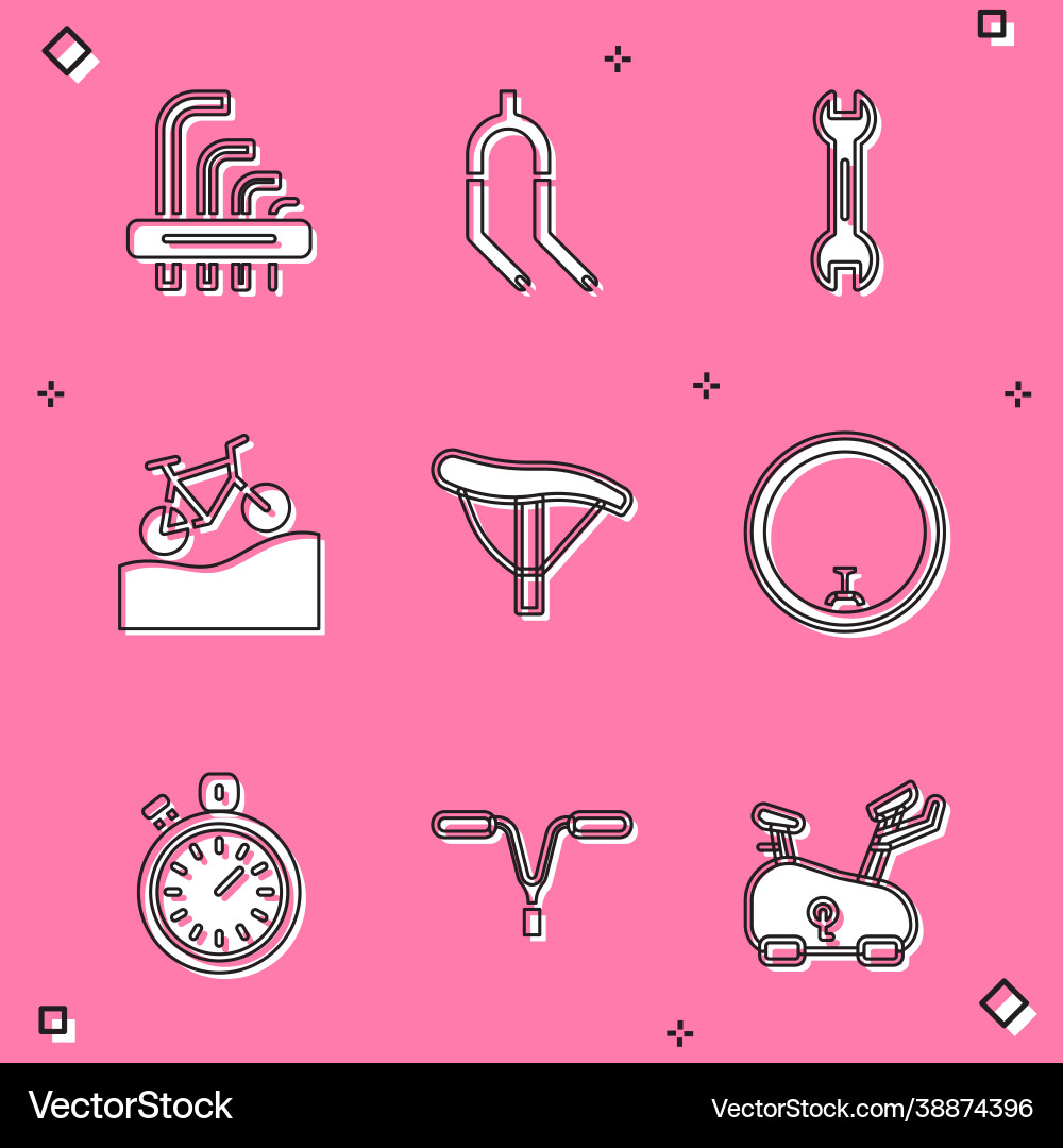 Set tool allen keys bicycle fork wrench spanner Vector Image