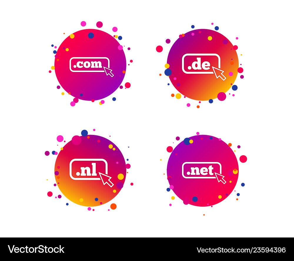Top-level domains signs de com net and nl Top-level domains signs de com net and nl Vector Image
