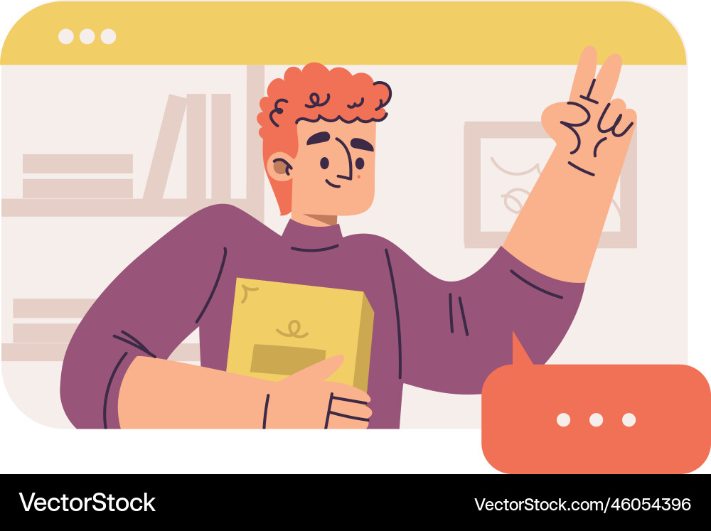 Virtual communication with man character in web Vector Image