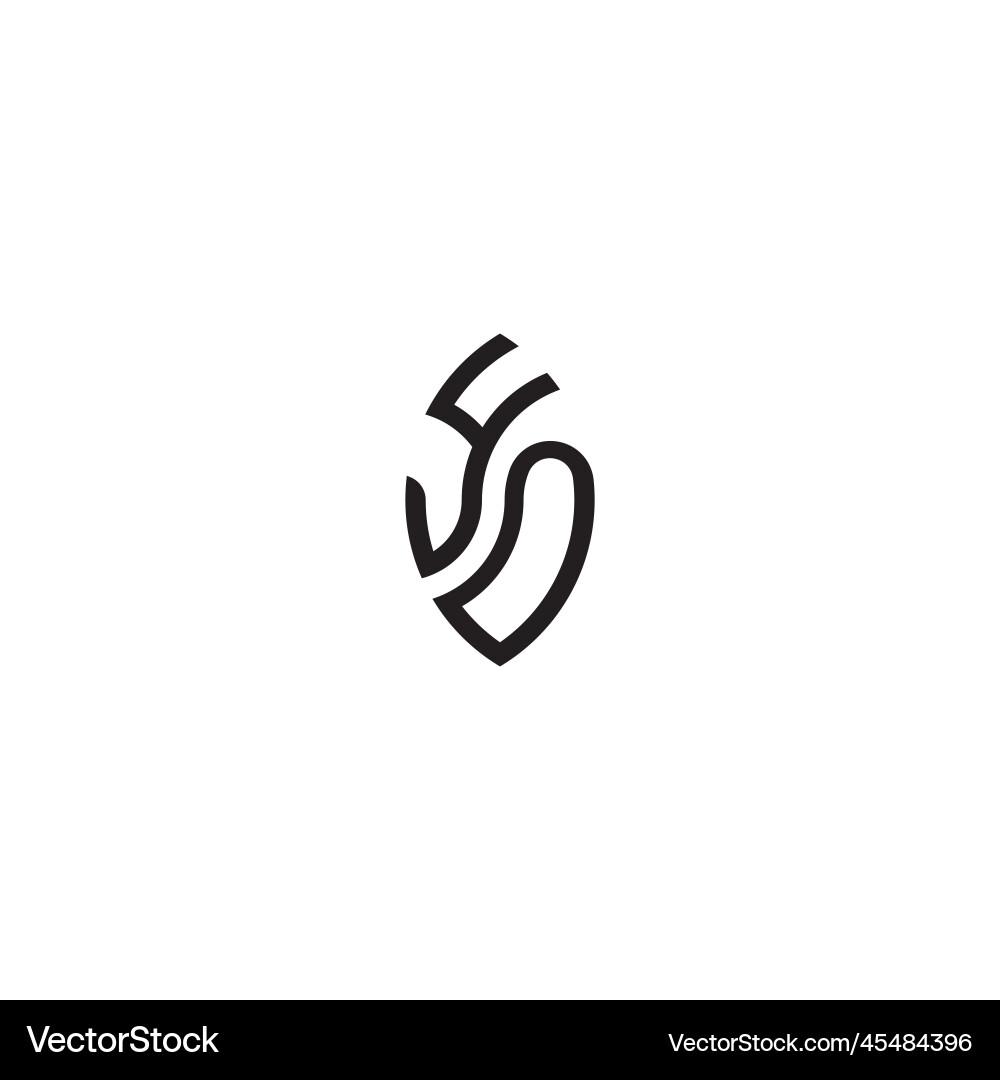 Yd leaf shape line initial concept with high vector image