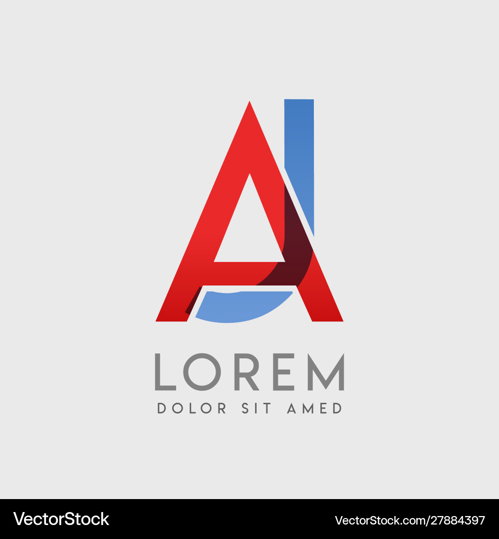 Aj logo letters with blue and red gradation Aj logo letters with blue and red gradation vector image