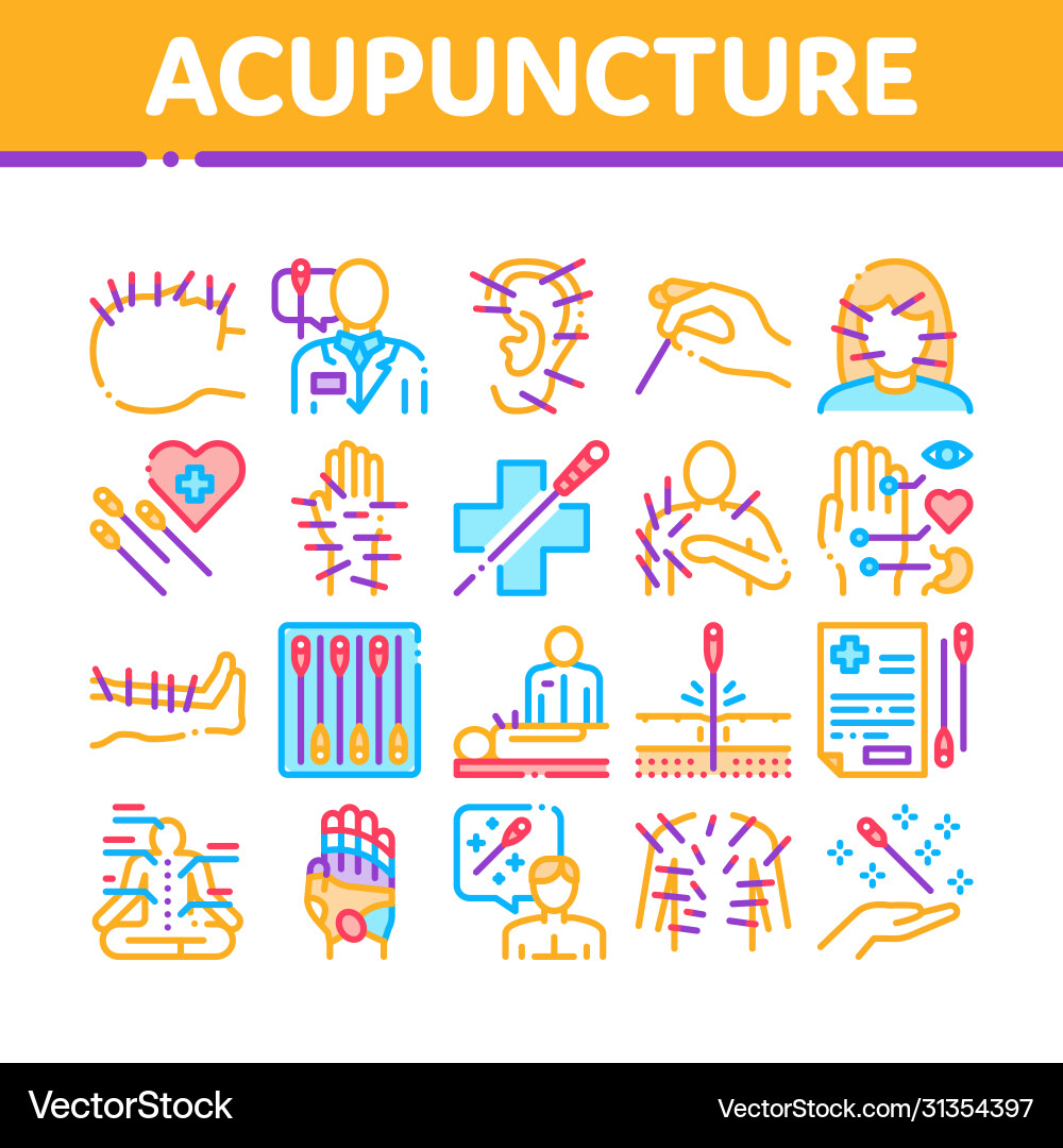 Akupunktur-Therapie Sammlung Icons Set Akupunktur-Therapie Sammlung Icons Set vektorbild