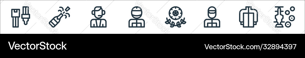 Auto racing line icons linear set quality Auto racing line icons linear set quality vector image