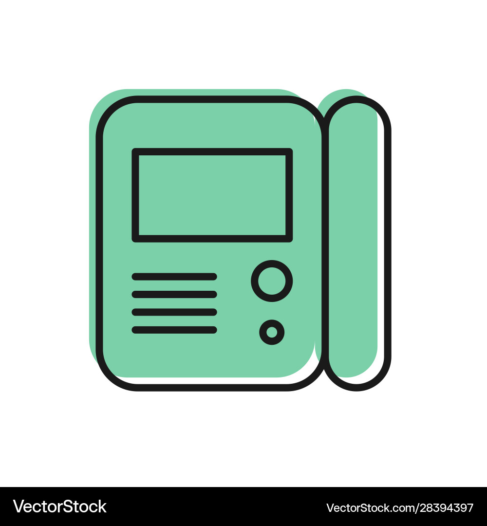 Black line house intercom system icon isolated Vector Image