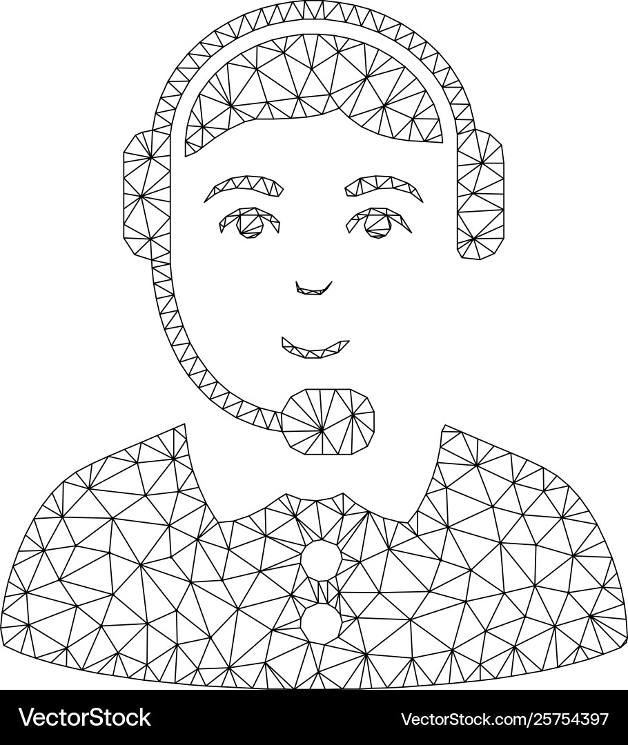 Call center operator polygonal frame mesh Call center operator polygonal frame mesh vector image