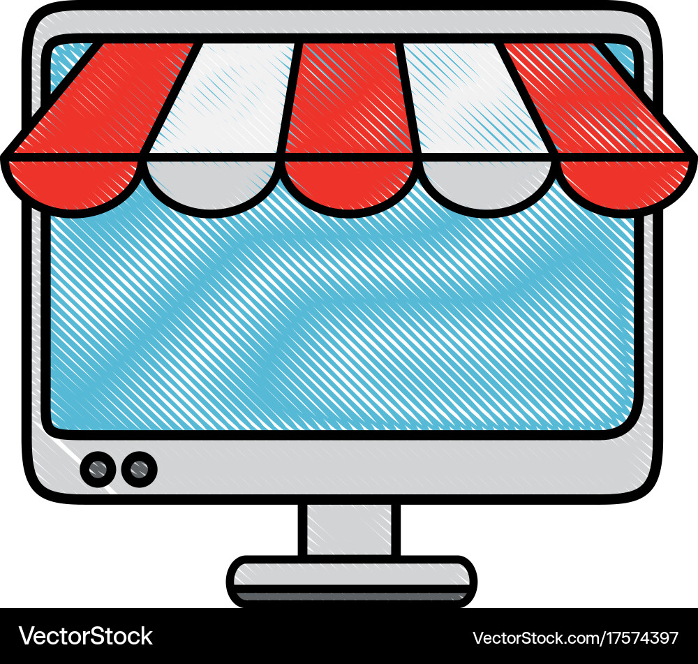 Computer display with parasol Vector Image