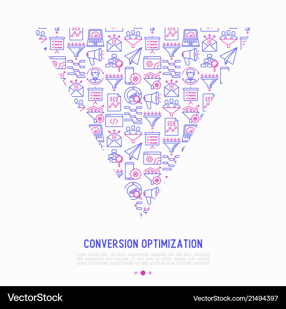 Conversion optimization concept in triangle Conversion optimization concept in triangle vector image