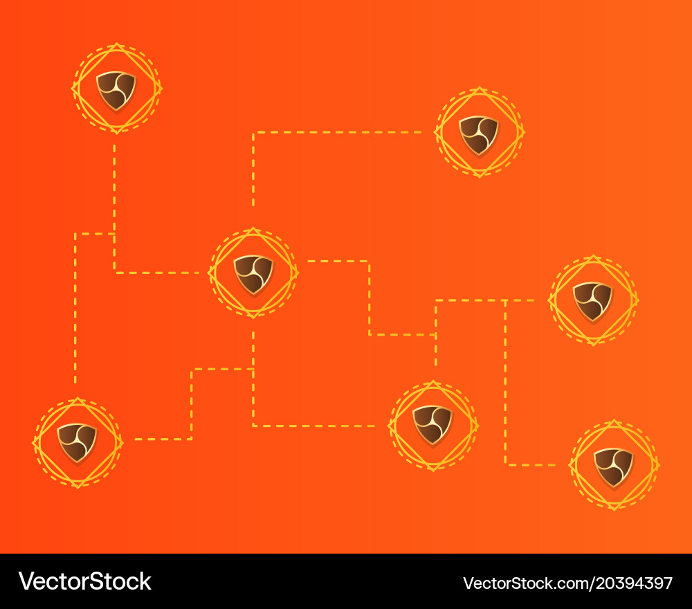 Cryptocurrency nem blockchain virtual background vector image