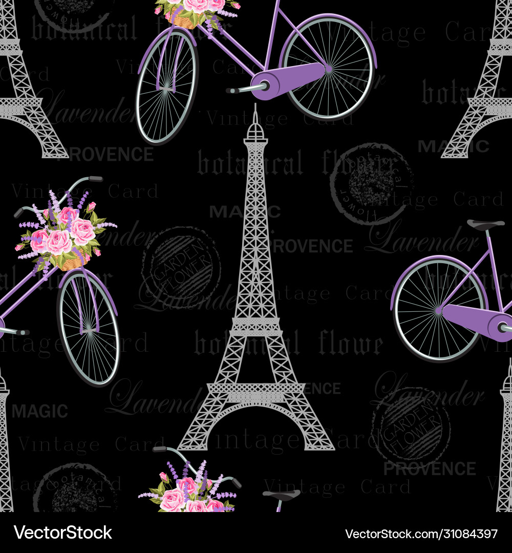 Eiffel Tower Floral Pattern vector image
