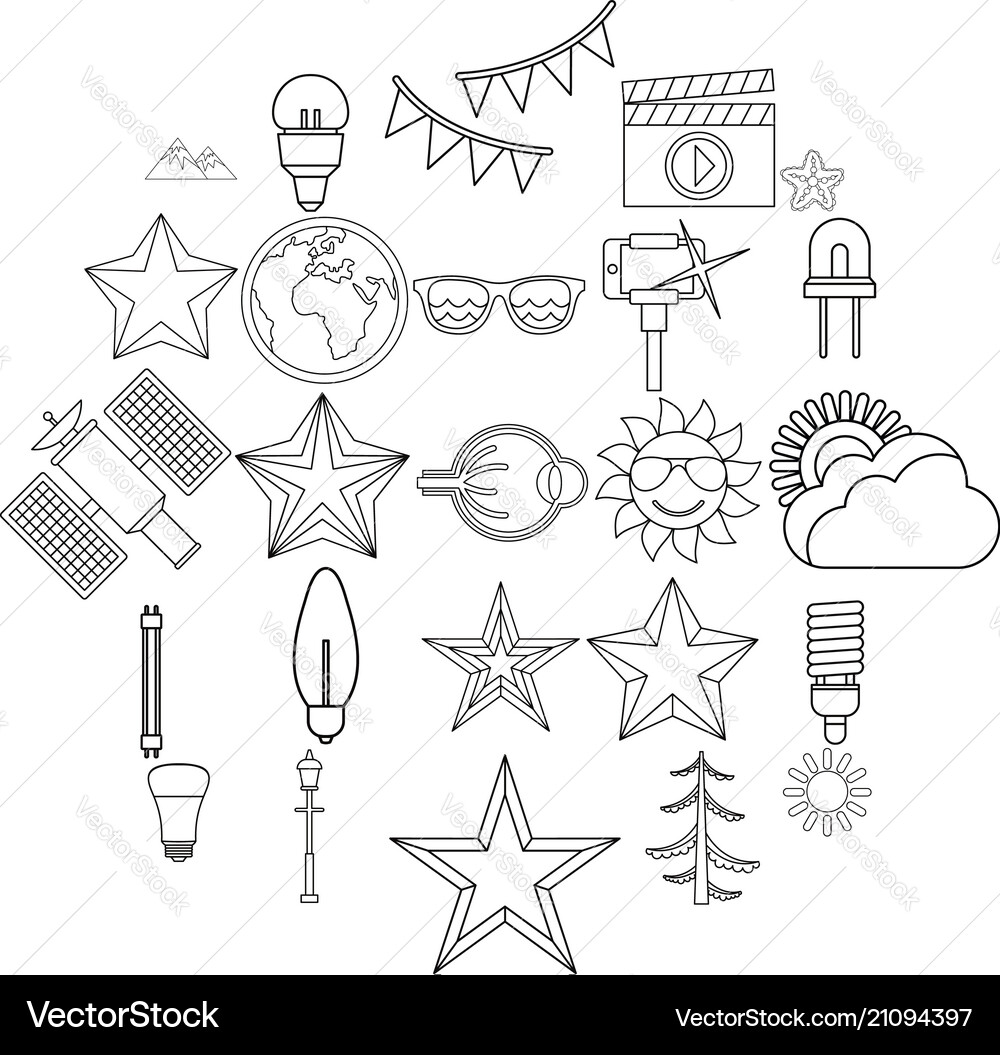 Flash icons set outline style Vector Image