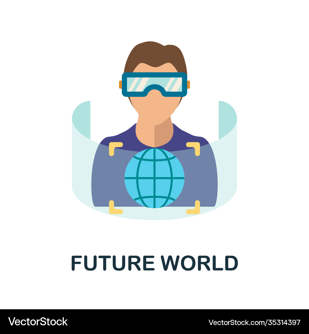 Future world flat icon color simple element from Future world flat icon color simple element from vector image
