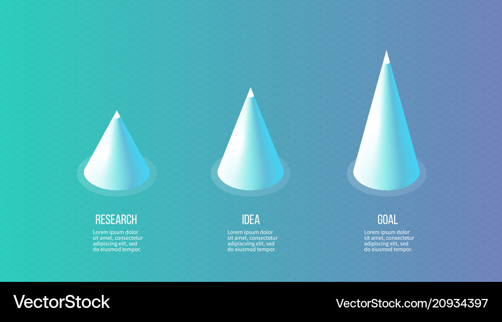Isometric infographics bar chart graph with 3 Isometric infographics bar chart graph with 3 vector image