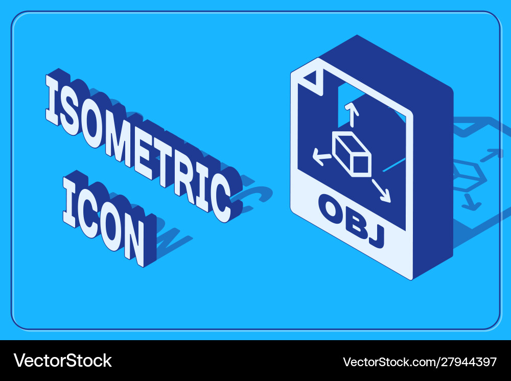 Isometric obj file document download button Vector Image