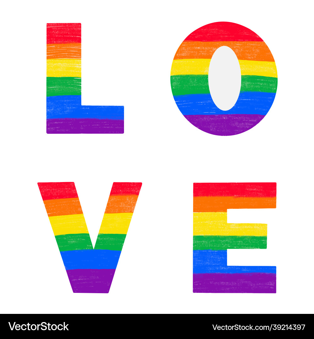 Letters love colored in rainbow lgbtq gay pride Letters love colored in rainbow lgbtq gay pride vector image