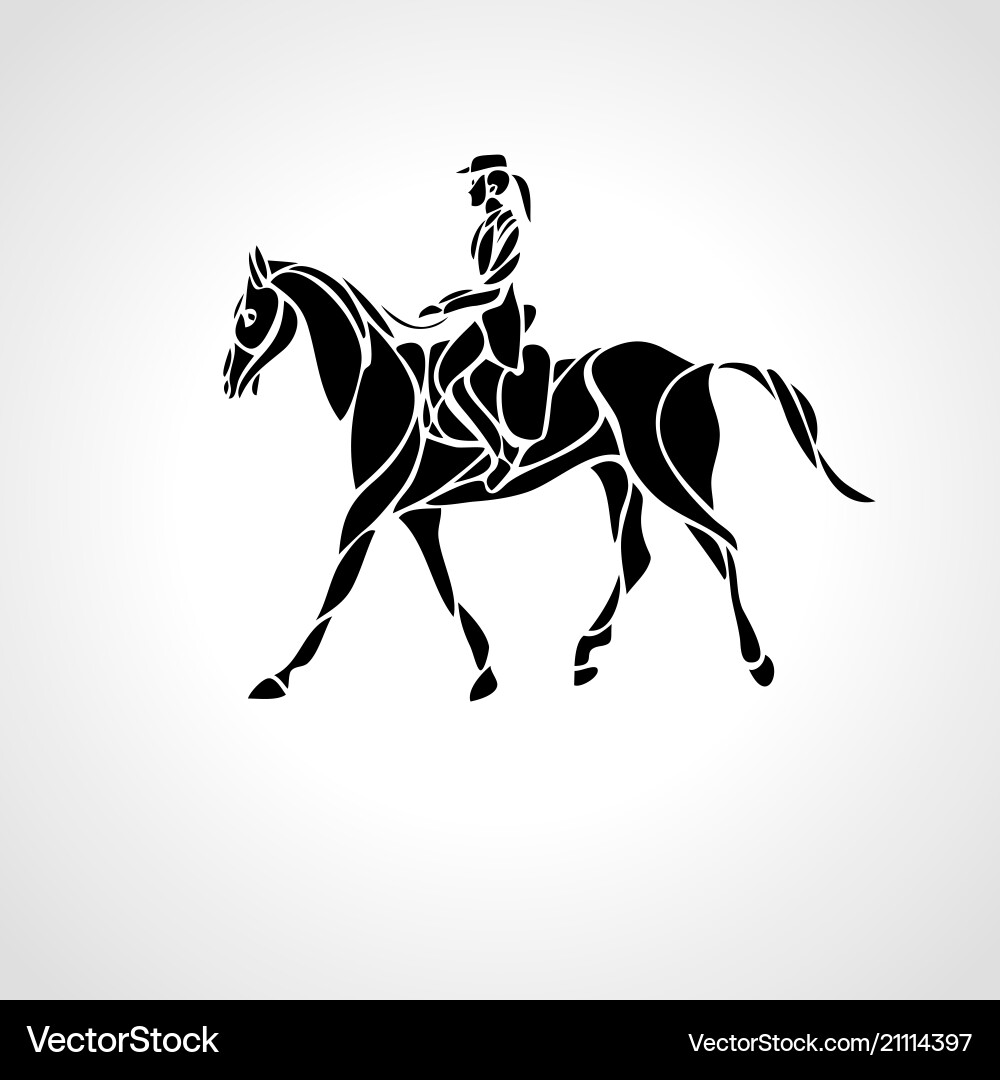 Racing Horse and Jockey Silhouette vector image