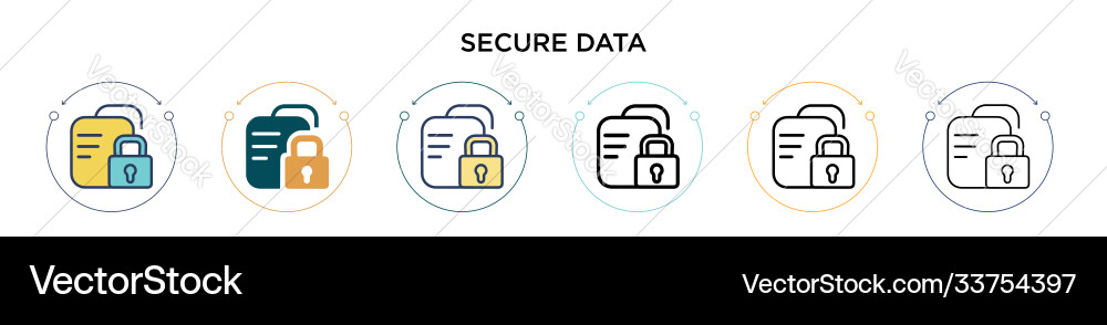 Secure data icon in filled thin line outline Secure data icon in filled thin line outline vector image