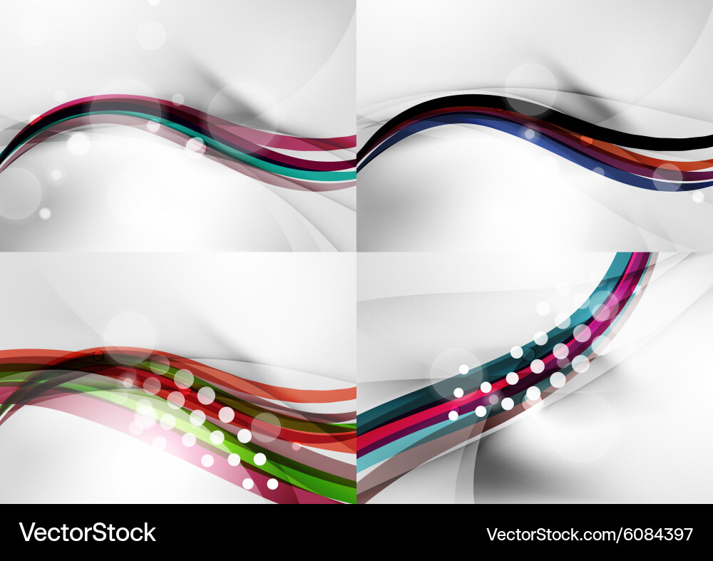 Set abstract backgrounds curve wave lines Vector Image