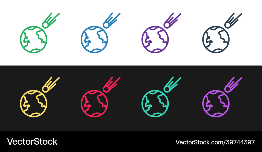 Set line comet falling down fast icon isolated Set line comet falling down fast icon isolated vector image