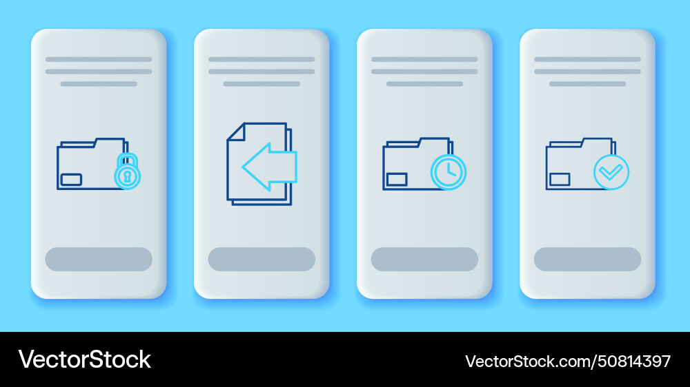 Set line next page arrow document folder Set line next page arrow document folder vector image