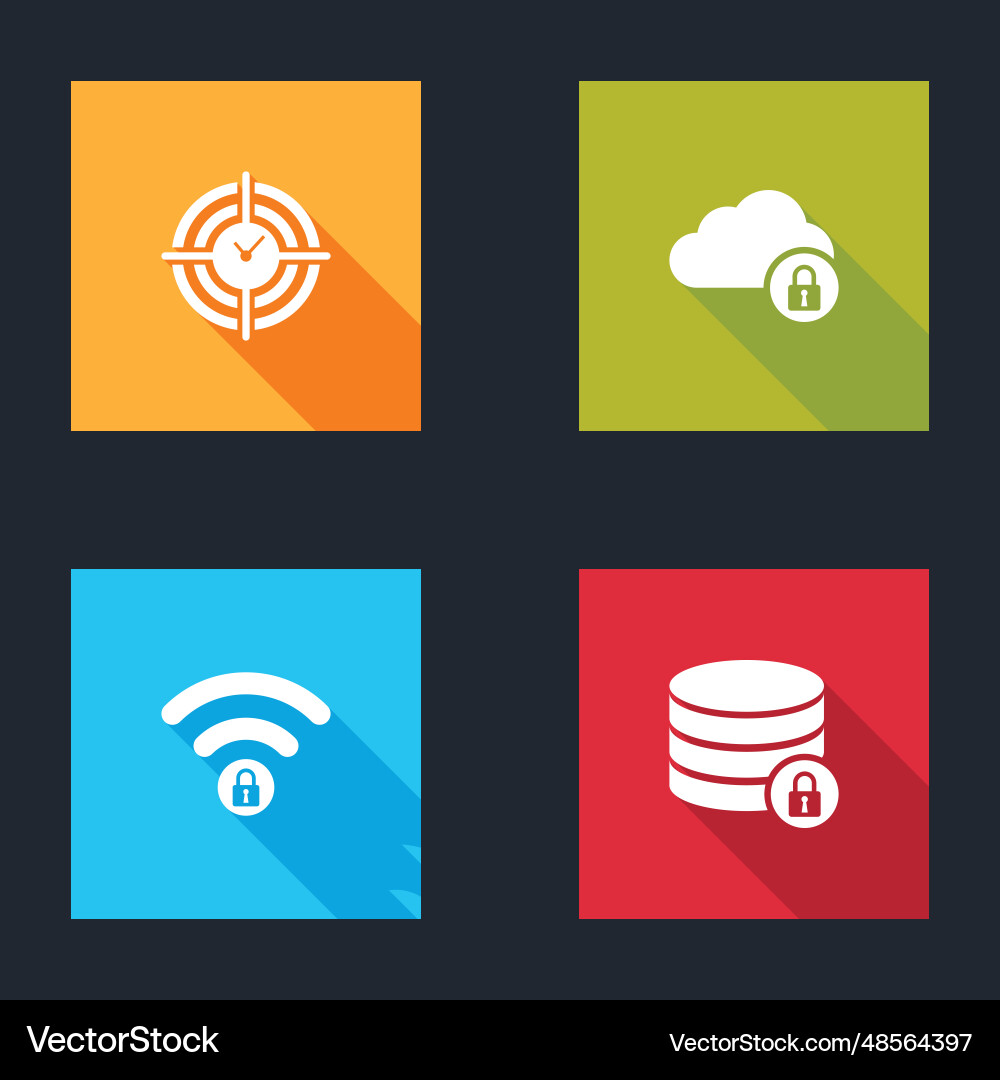 Set time management cloud computing lock wifi vector image