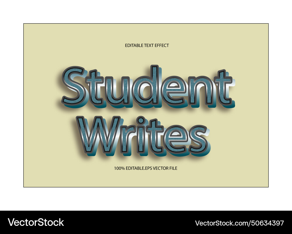 Student writes editable text effect emboss Student writes editable text effect emboss vector image