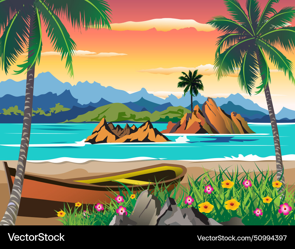 Summer sea Royalty Free Vector Image - VectorStock