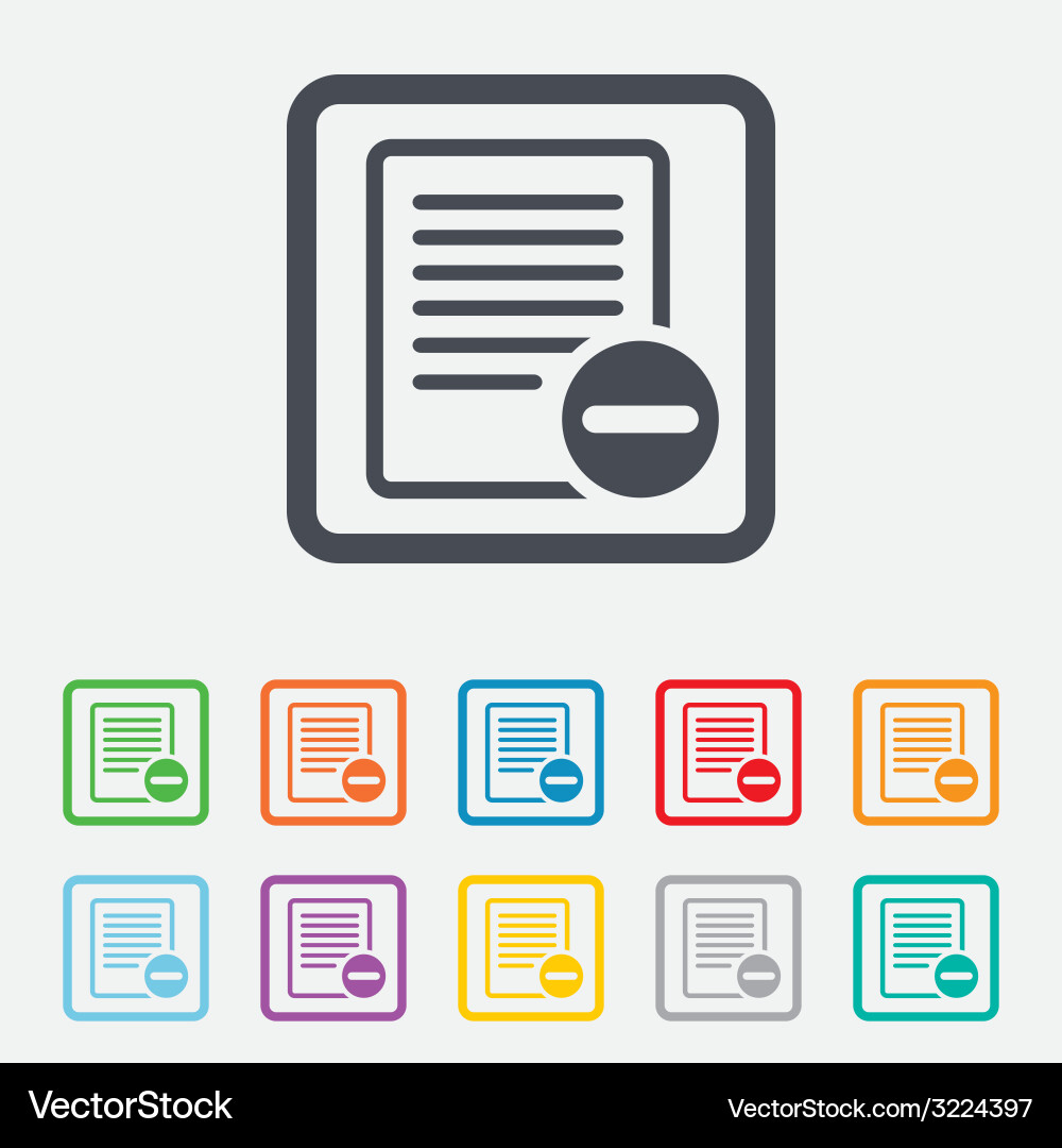 Text file sign icon delete document symbol Vector Image