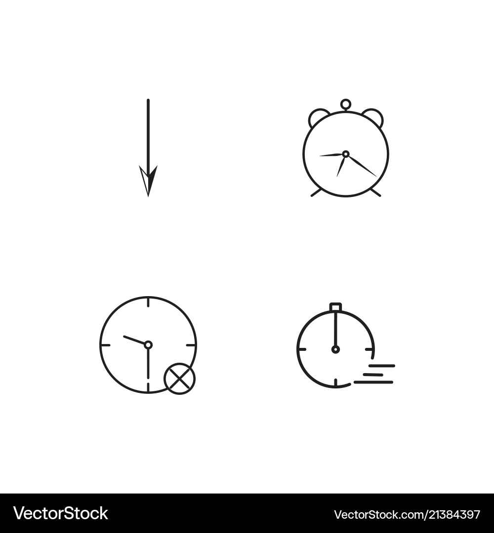 Time linear icons set simple outline vector image