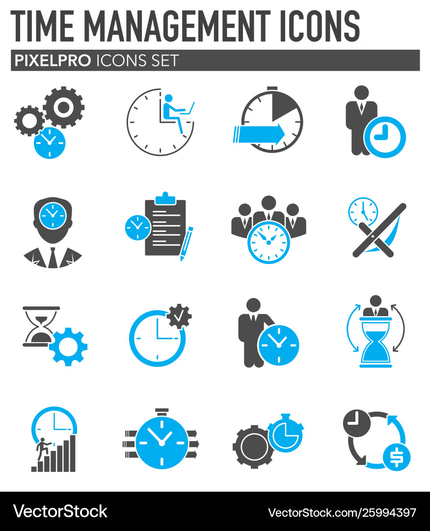 Time management related icons set on background Time management related icons set on background vector image