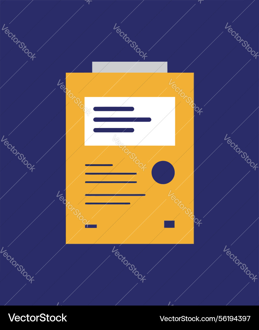 Yellow document folder with text and circular Yellow document folder with text and circular vector image
