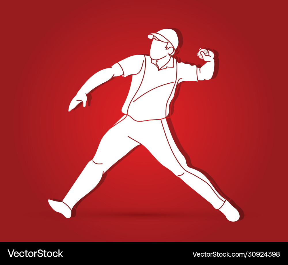 Cricket Player Action Cartoon Sport Grafik Cricket Player Action Cartoon Sport Grafik vektorbild