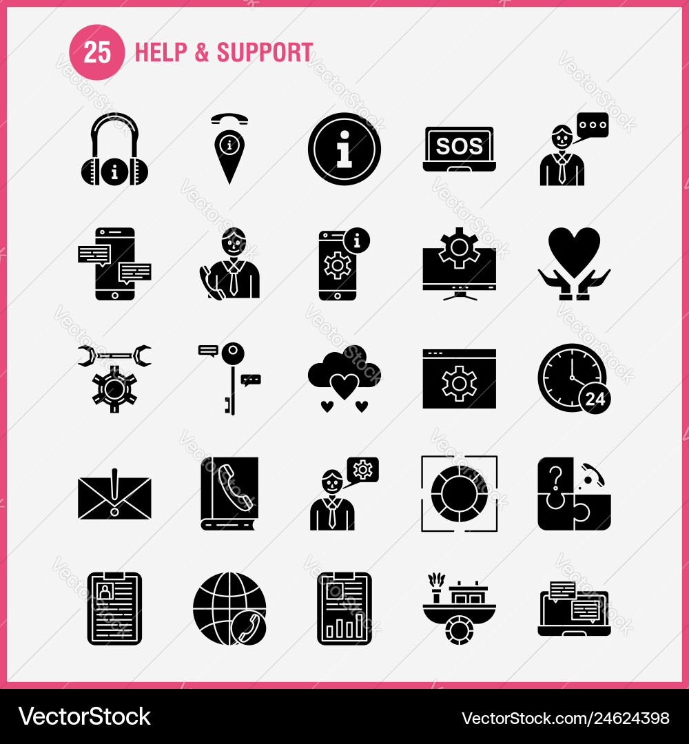 Help and support solid glyph icon for web print Help and support solid glyph icon for web print vector image