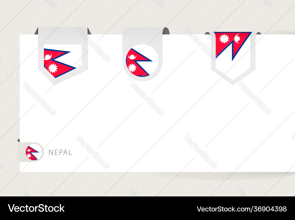 Label flag collection nepal in different shape Label flag collection nepal in different shape Vector Image