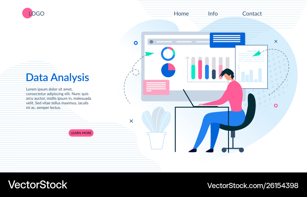 Landing page presents effective data analysis app Landing page presents effective data analysis app vector image