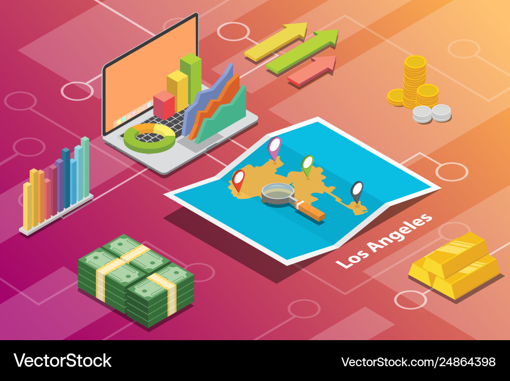 Los angeles california city isometric financial Los angeles california city isometric financial vector image