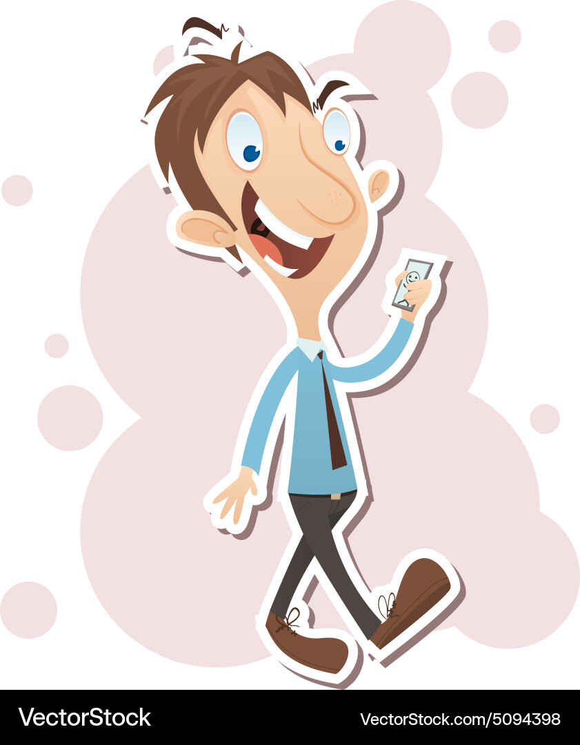 Man using phone while walking Vector Image