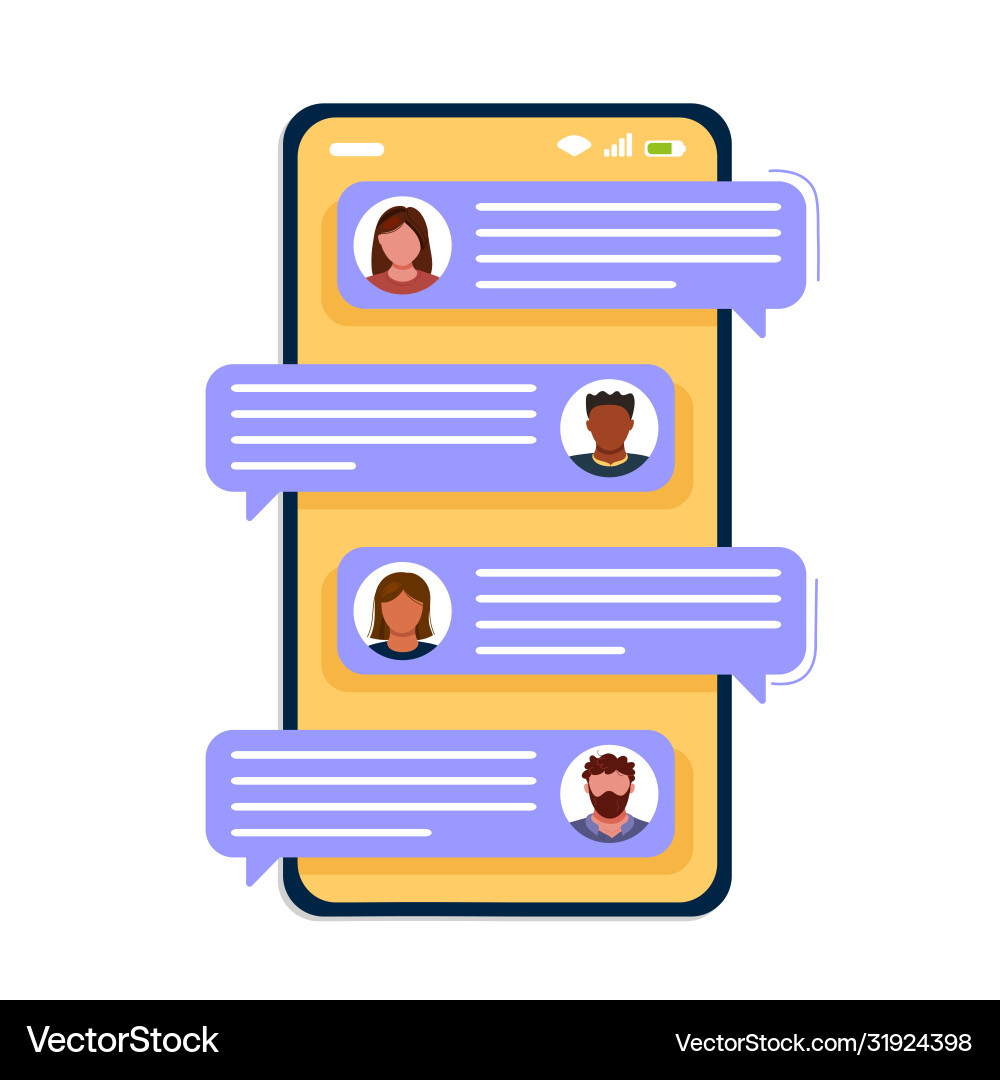 Phone screen with chat bubbles text messages vector image