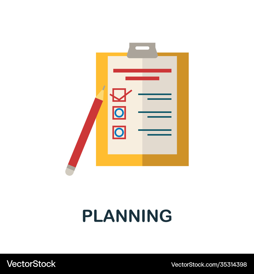 Planning flat icon color simple element from stem vector image
