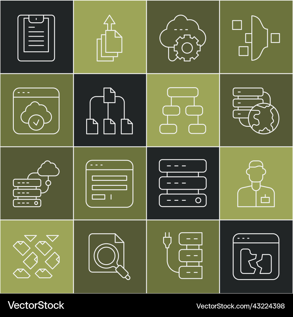 Set line broken file analyst engineer network Vector Image