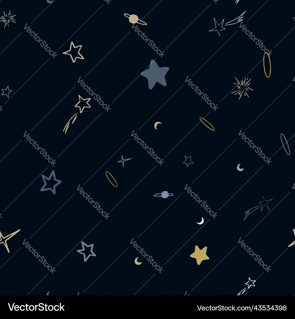 Space seamless pattern with planets comets Space seamless pattern with planets comets vector image