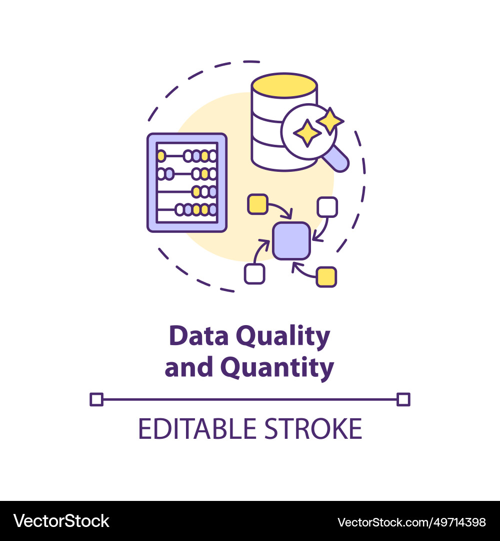 Thin line colorful data quality and quantity icon Thin line colorful data quality and quantity icon vector image