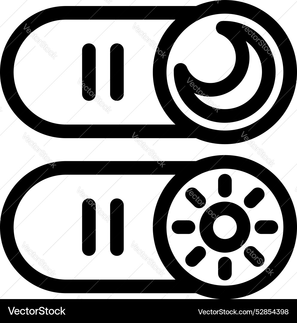Toggle switch button showing day and night mode Toggle switch button showing day and night mode Vector Image