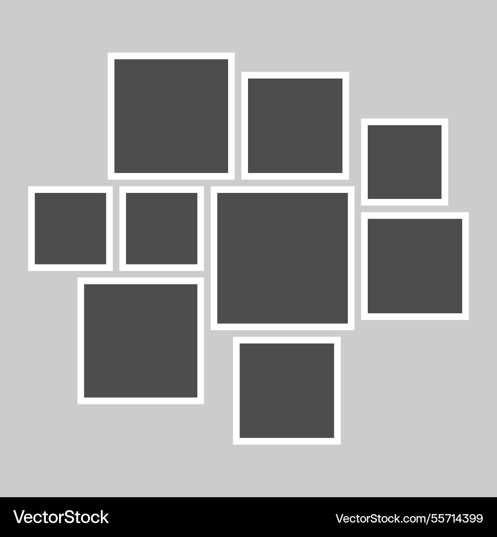 Grid template with empty photo frames designed Grid template with empty photo frames designed Vector Image