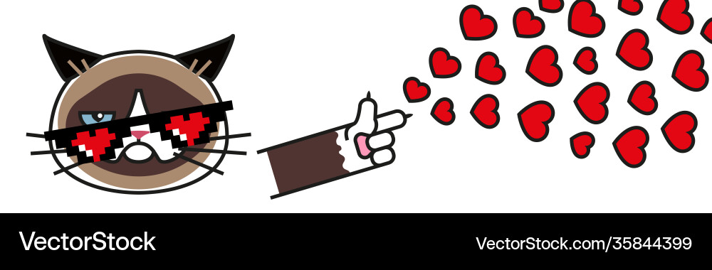 Grumpy Cat with Pixel Glasses vector image
