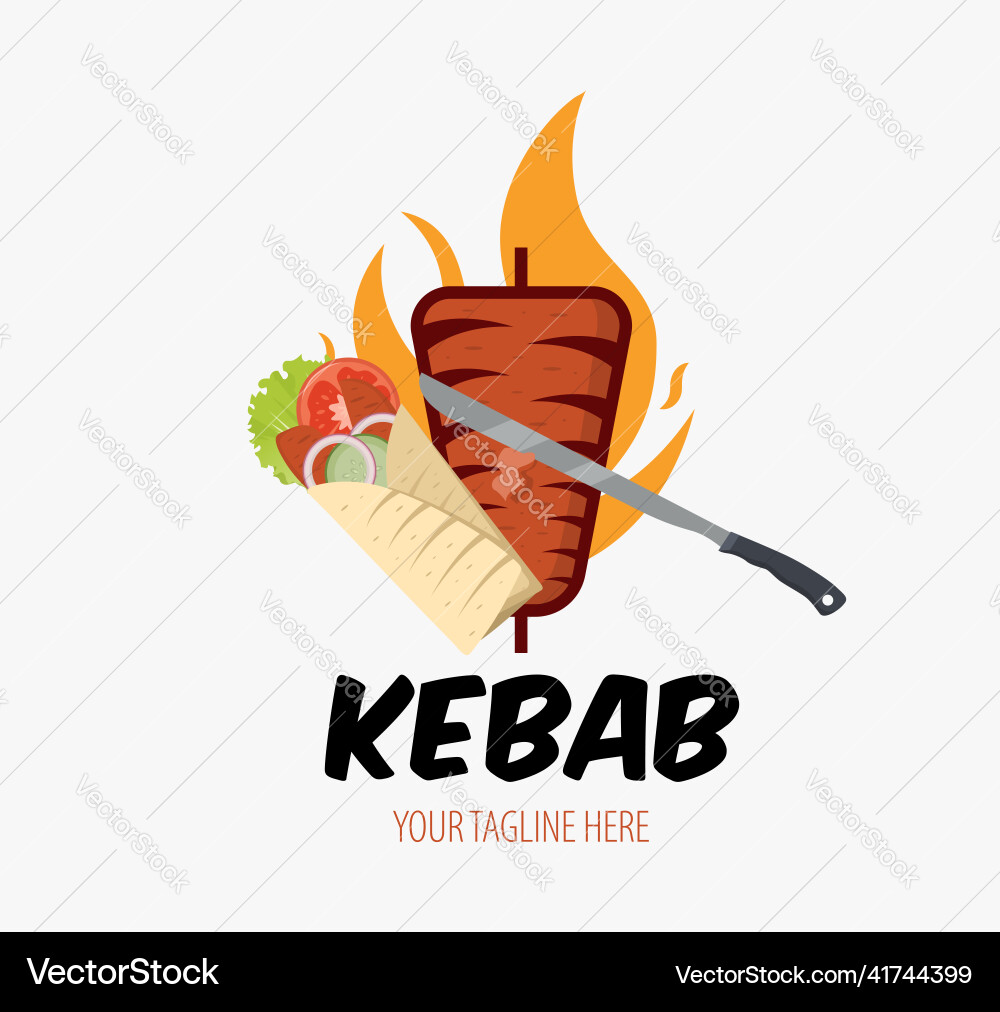 Kreativer Spender Kebab Logo mit Flammenelement Kreativer Spender Kebab Logo mit Flammenelement vektorbild