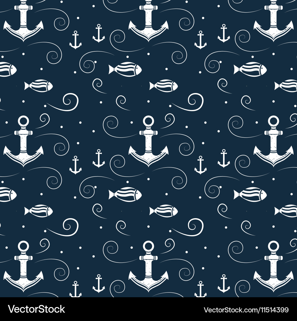 Seamless pattern with anchor vector image